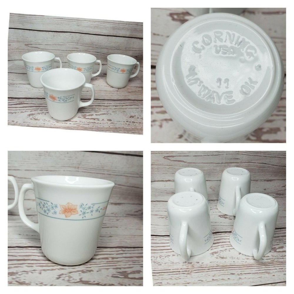 Corning USA Microwave safe Lot Of 4 Coffee Tea Cups #11 #17 #28